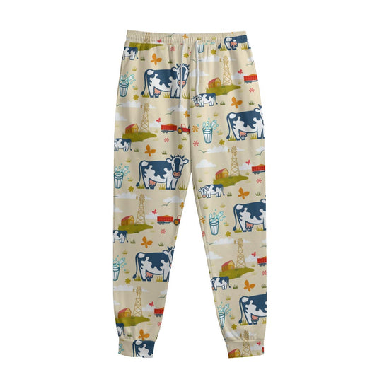 Cartoon Dairy Cow Farm Pattern Print Sweatpants