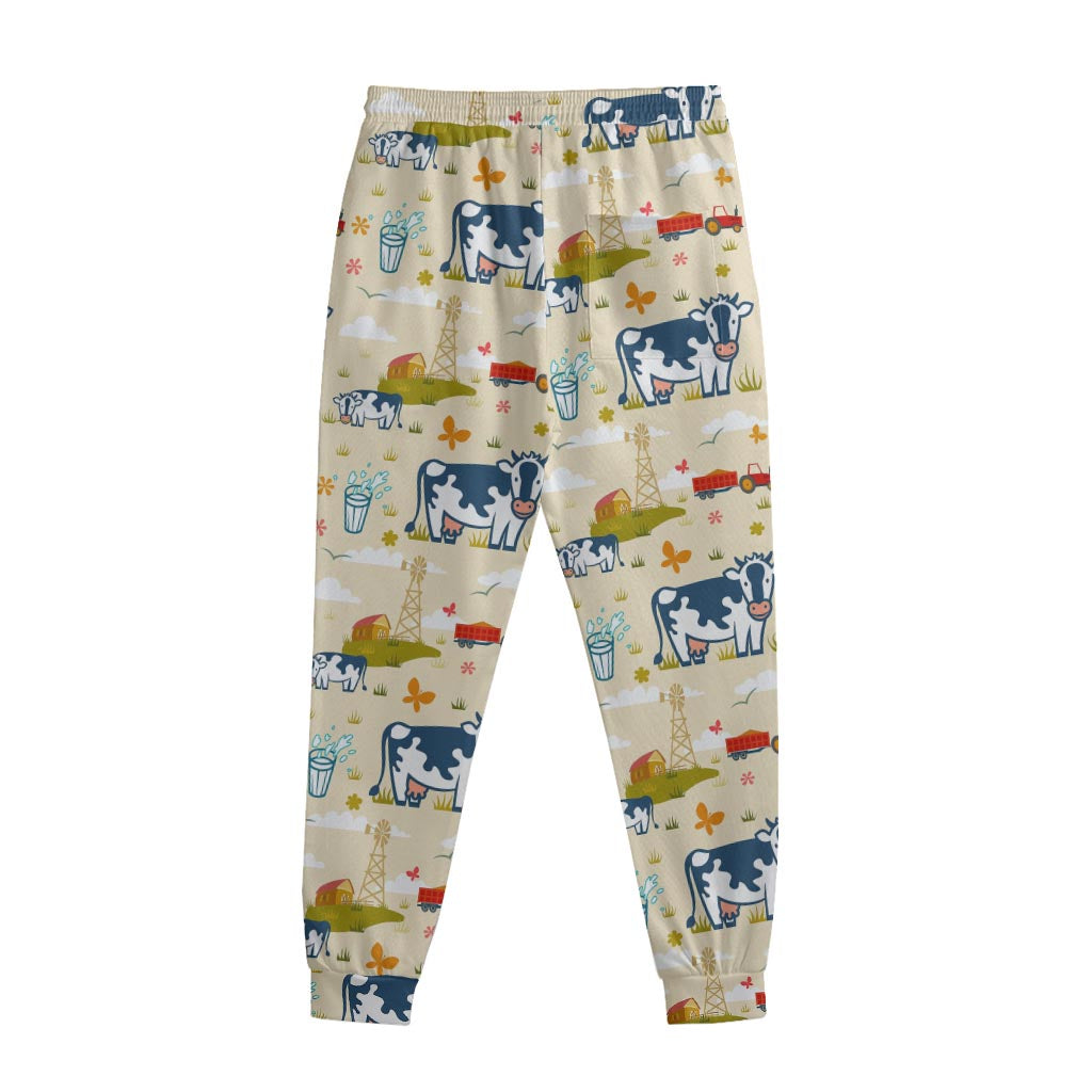 Cartoon Dairy Cow Farm Pattern Print Sweatpants
