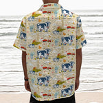 Cartoon Dairy Cow Farm Pattern Print Textured Short Sleeve Shirt