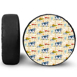 Cartoon Dairy Cow Farm Pattern Print Tire Cover