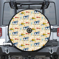 Cartoon Dairy Cow Farm Pattern Print Tire Cover With Camera Hole