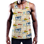 Cartoon Dairy Cow Farm Pattern Print Training Tank Top