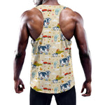 Cartoon Dairy Cow Farm Pattern Print Training Tank Top