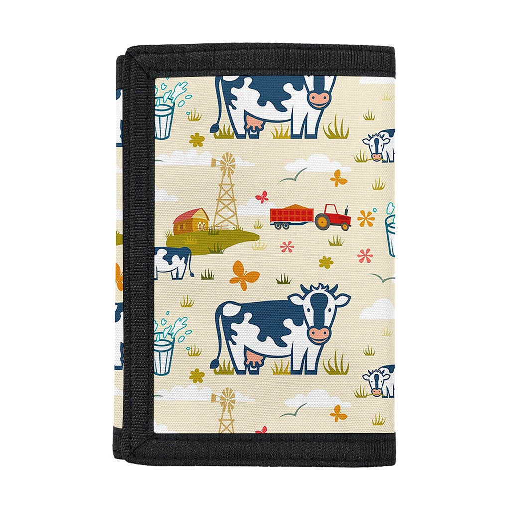 Cartoon Dairy Cow Farm Pattern Print Trifold Wallet