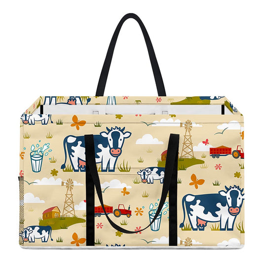 Cartoon Dairy Cow Farm Pattern Print Utility Tote Bag