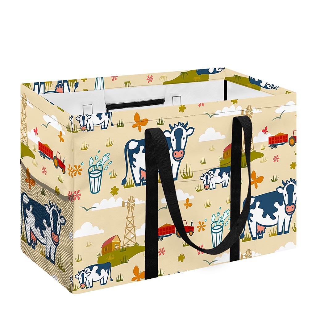 Cartoon Dairy Cow Farm Pattern Print Utility Tote Bag