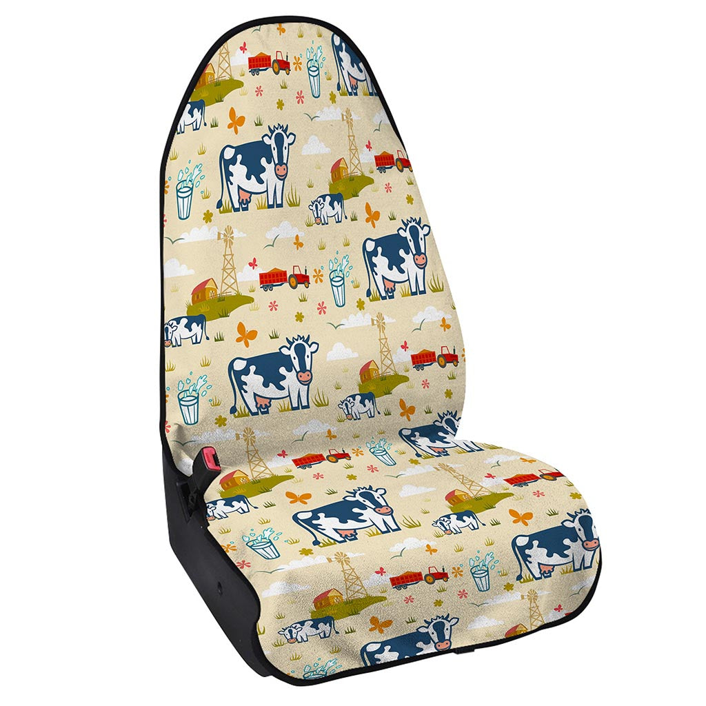 Cartoon Dairy Cow Farm Pattern Print Waterproof Car Seat Cover