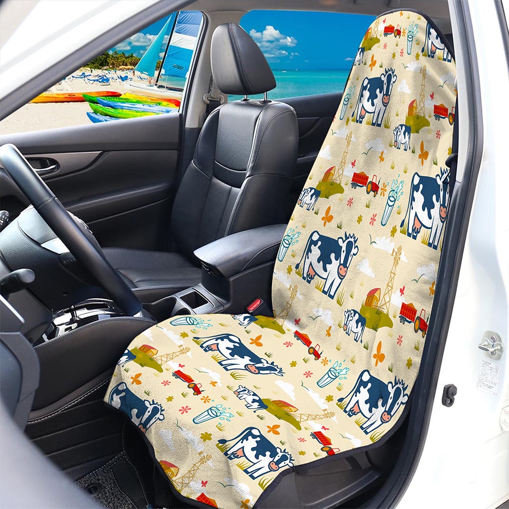Cartoon Dairy Cow Farm Pattern Print Waterproof Car Seat Cover