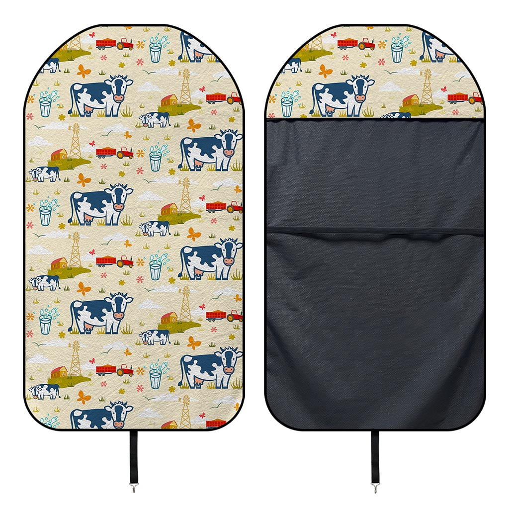 Cartoon Dairy Cow Farm Pattern Print Waterproof Car Seat Cover