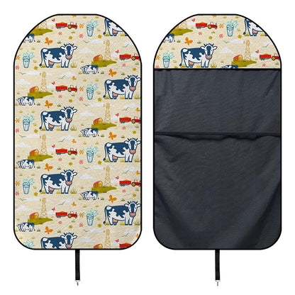 Cartoon Dairy Cow Farm Pattern Print Waterproof Car Seat Cover