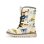 Cartoon Dairy Cow Farm Pattern Print Winter Boots