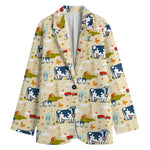 Cartoon Dairy Cow Farm Pattern Print Women's Blazer