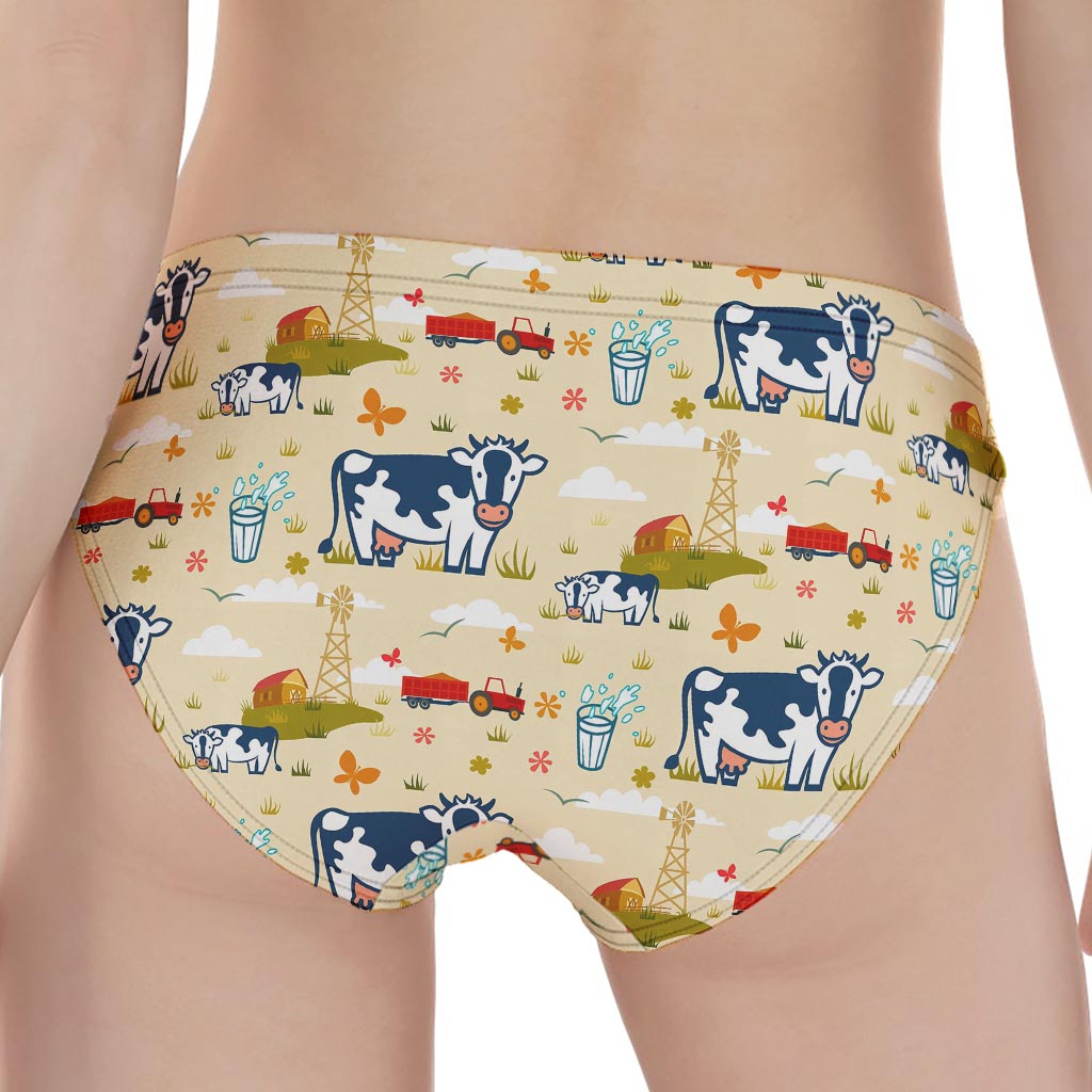 Cartoon Dairy Cow Farm Pattern Print Women's Panties