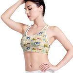 Cartoon Dairy Cow Farm Pattern Print Women's Sports Bra
