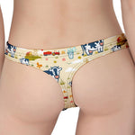 Cartoon Dairy Cow Farm Pattern Print Women's Thong