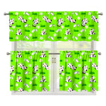 Cartoon Daisy And Cow Pattern Print 3 Piece Kitchen Curtains