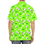 Cartoon Daisy And Cow Pattern Print Aloha Shirt