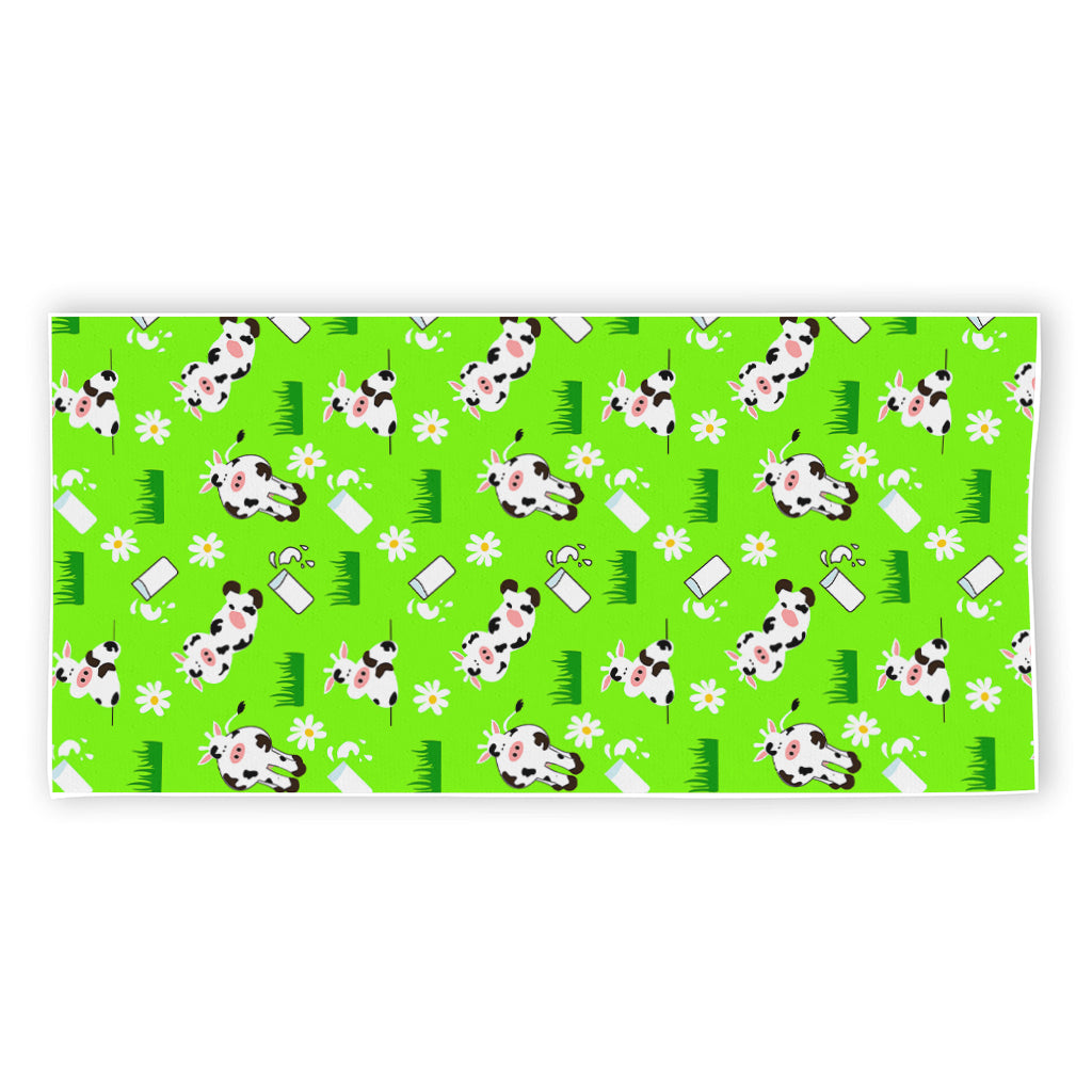 Cartoon Daisy And Cow Pattern Print Beach Towel