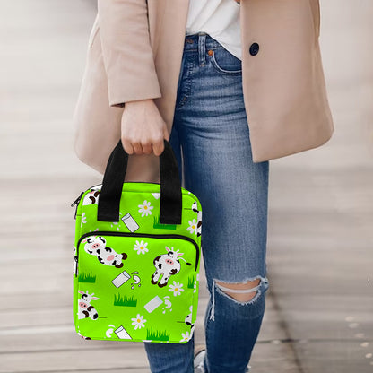 Cartoon Daisy And Cow Pattern Print Bible Tote Bag