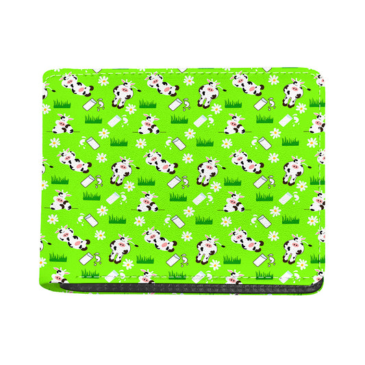 Cartoon Daisy And Cow Pattern Print Bifold Wallet