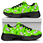 Cartoon Daisy And Cow Pattern Print Black Chunky Shoes