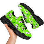 Cartoon Daisy And Cow Pattern Print Black Chunky Shoes