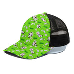 Cartoon Daisy And Cow Pattern Print Black Mesh Trucker Cap