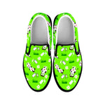 Cartoon Daisy And Cow Pattern Print Black Slip On Sneakers