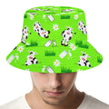 Cartoon Daisy And Cow Pattern Print Bucket Hat