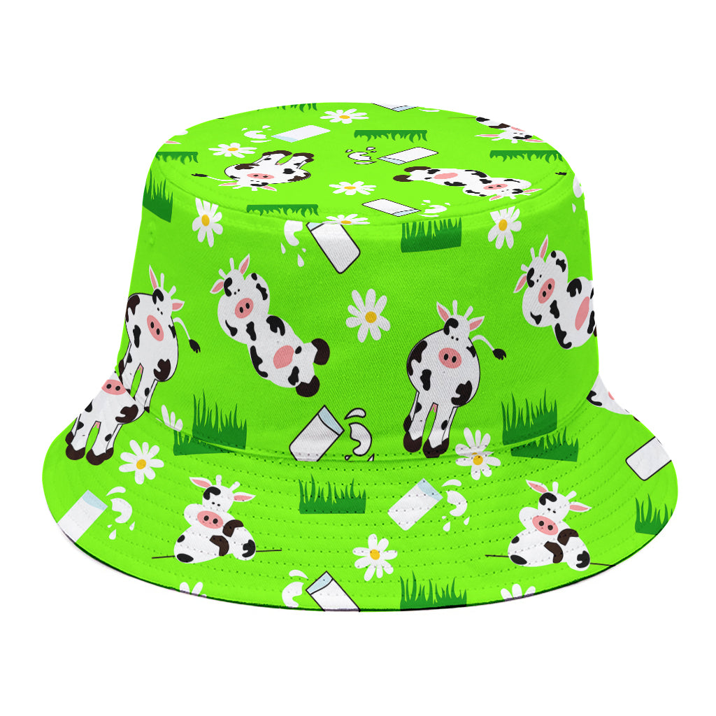Cartoon Daisy And Cow Pattern Print Bucket Hat
