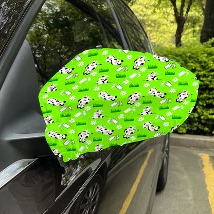 Cartoon Daisy And Cow Pattern Print Car Side Mirror Covers