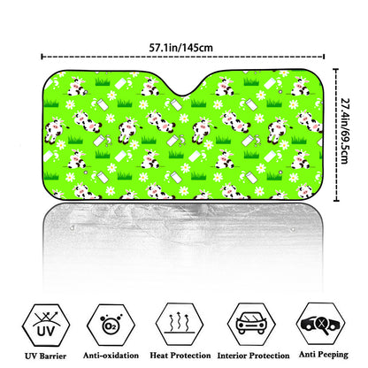 Cartoon Daisy And Cow Pattern Print Car Windshield Sun Shade