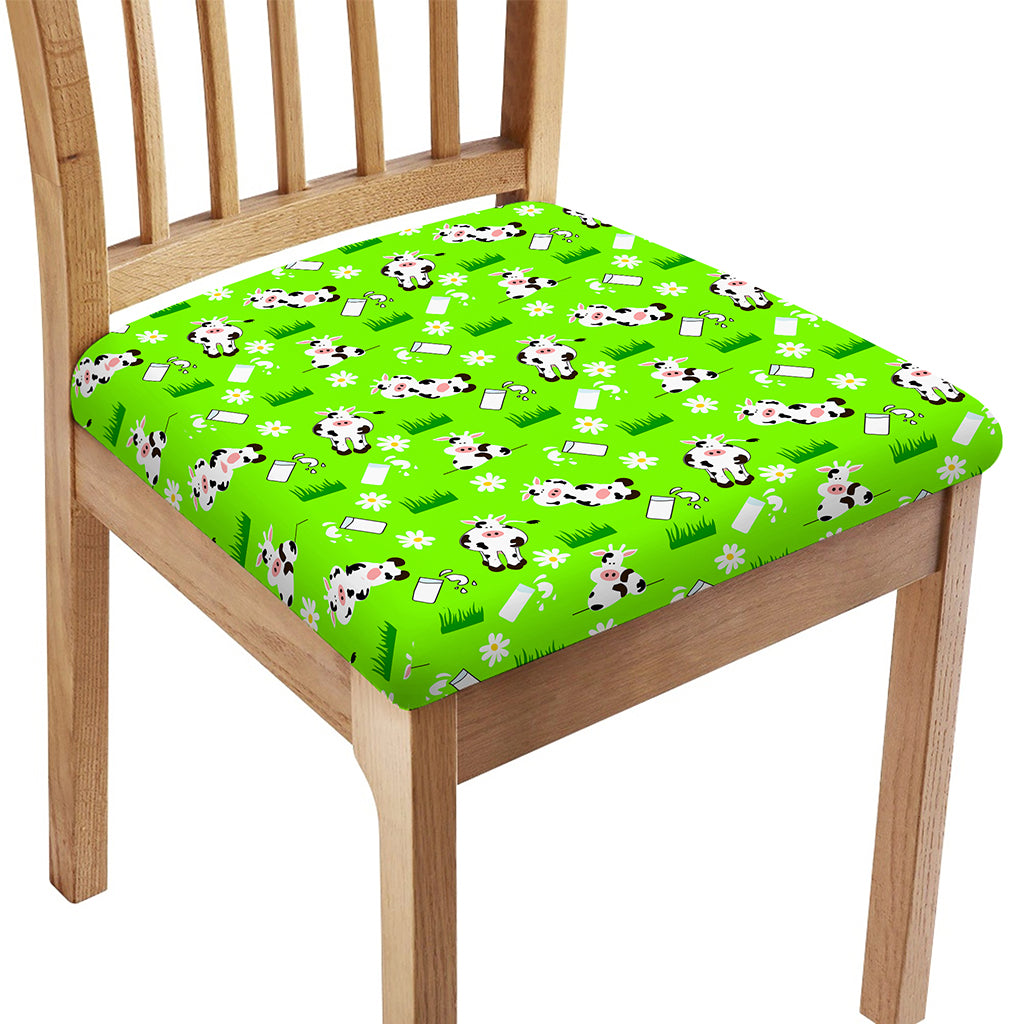 Cartoon Daisy And Cow Pattern Print Chair Cushion Cover