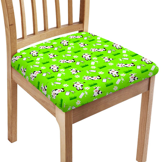 Cartoon Daisy And Cow Pattern Print Chair Cushion Cover