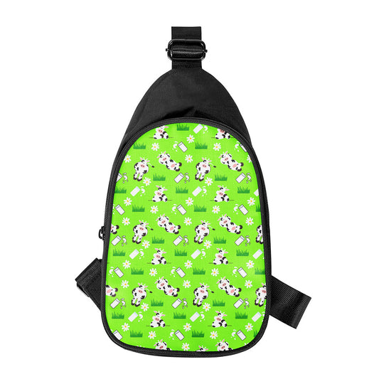 Cartoon Daisy And Cow Pattern Print Chest Bag