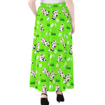 Cartoon Daisy And Cow Pattern Print Chiffon Maxi Skirt