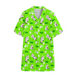 Cartoon Daisy And Cow Pattern Print Cotton Hawaiian Shirt