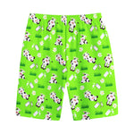 Cartoon Daisy And Cow Pattern Print Cotton Shorts