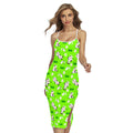 Cartoon Daisy And Cow Pattern Print Cross Back Cami Dress