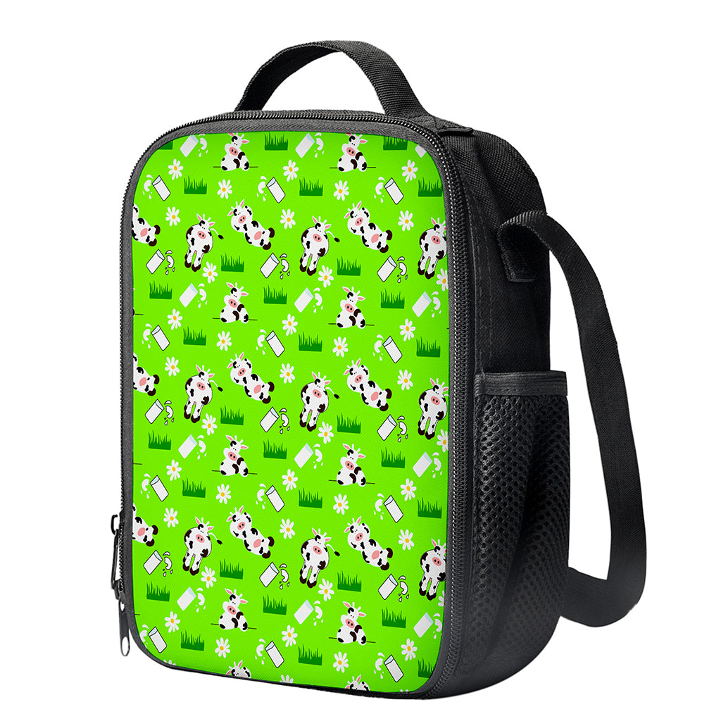 Cartoon Daisy And Cow Pattern Print Crossbody Lunch Bag