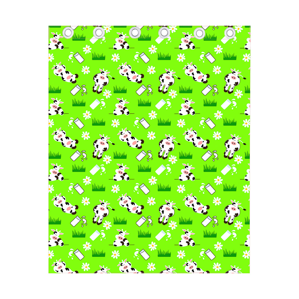 Cartoon Daisy And Cow Pattern Print Curtain