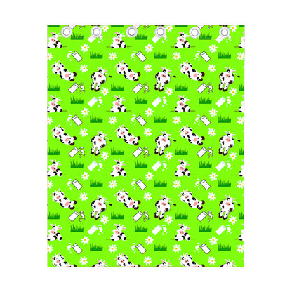 Cartoon Daisy And Cow Pattern Print Curtain