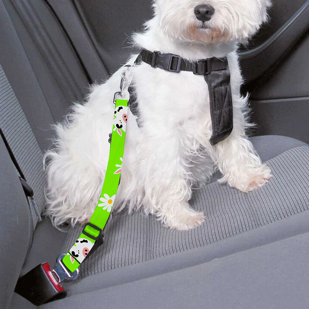 Cartoon Daisy And Cow Pattern Print Dog Seat Belt