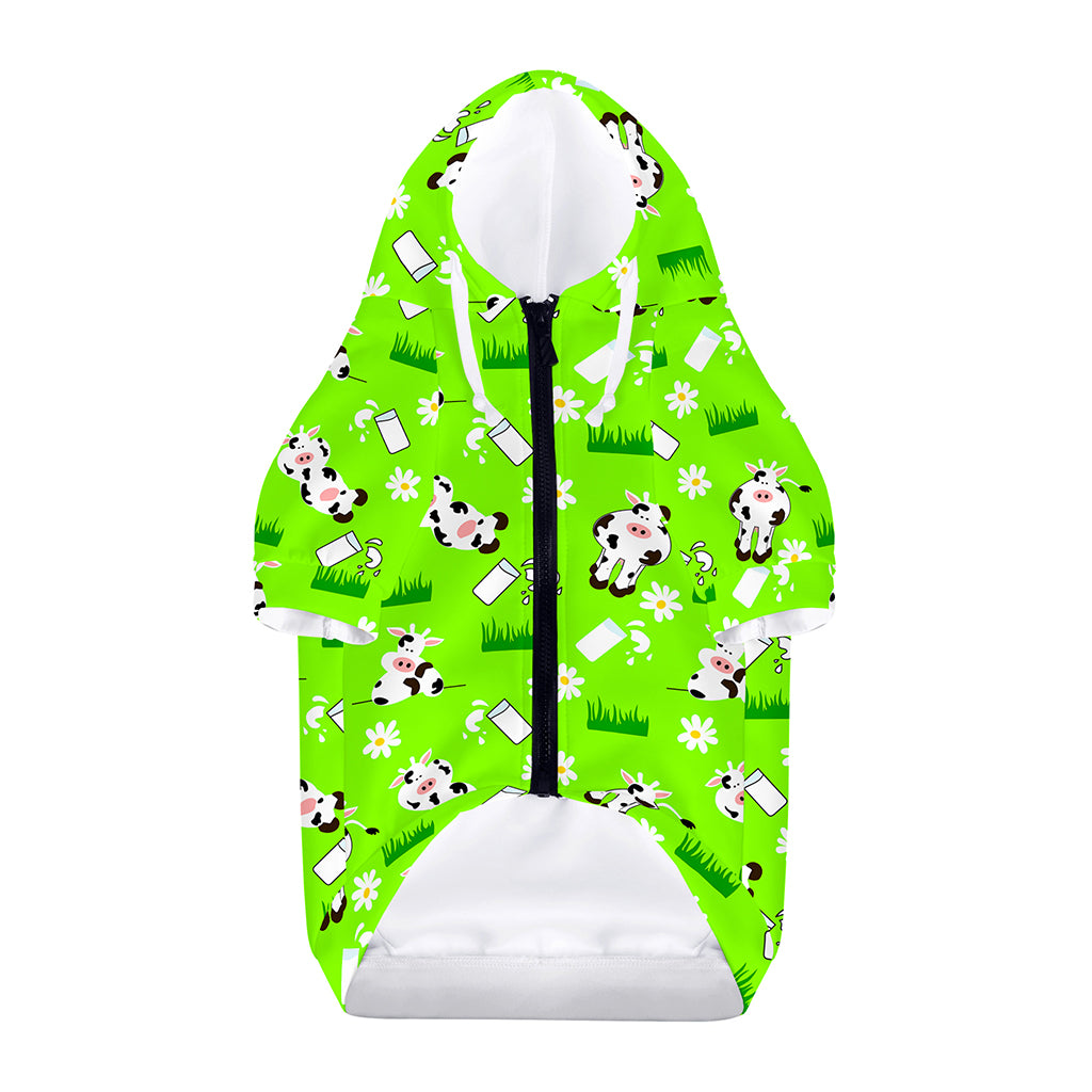 Cartoon Daisy And Cow Pattern Print Dog Zip Up Hoodie