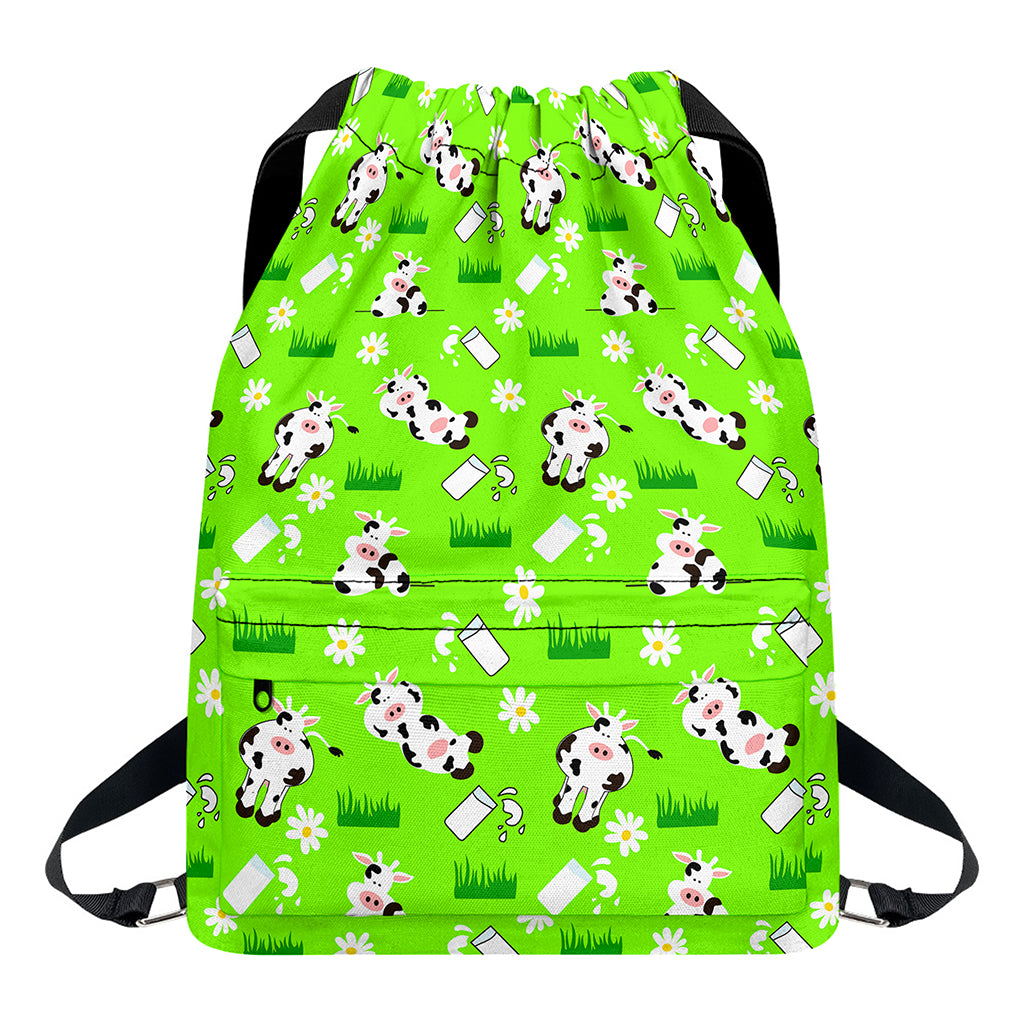 Cartoon Daisy And Cow Pattern Print Drawstring Backpack