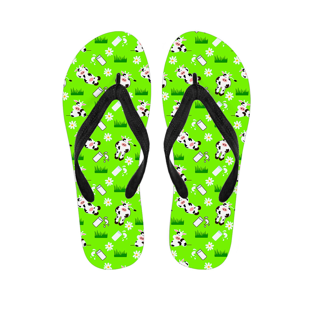 Cartoon Daisy And Cow Pattern Print Flip Flops