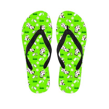 Cartoon Daisy And Cow Pattern Print Flip Flops