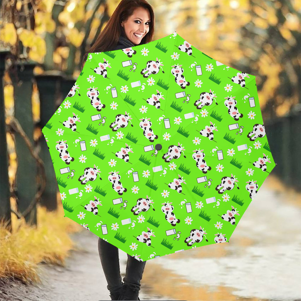 Cartoon Daisy And Cow Pattern Print Foldable Umbrella
