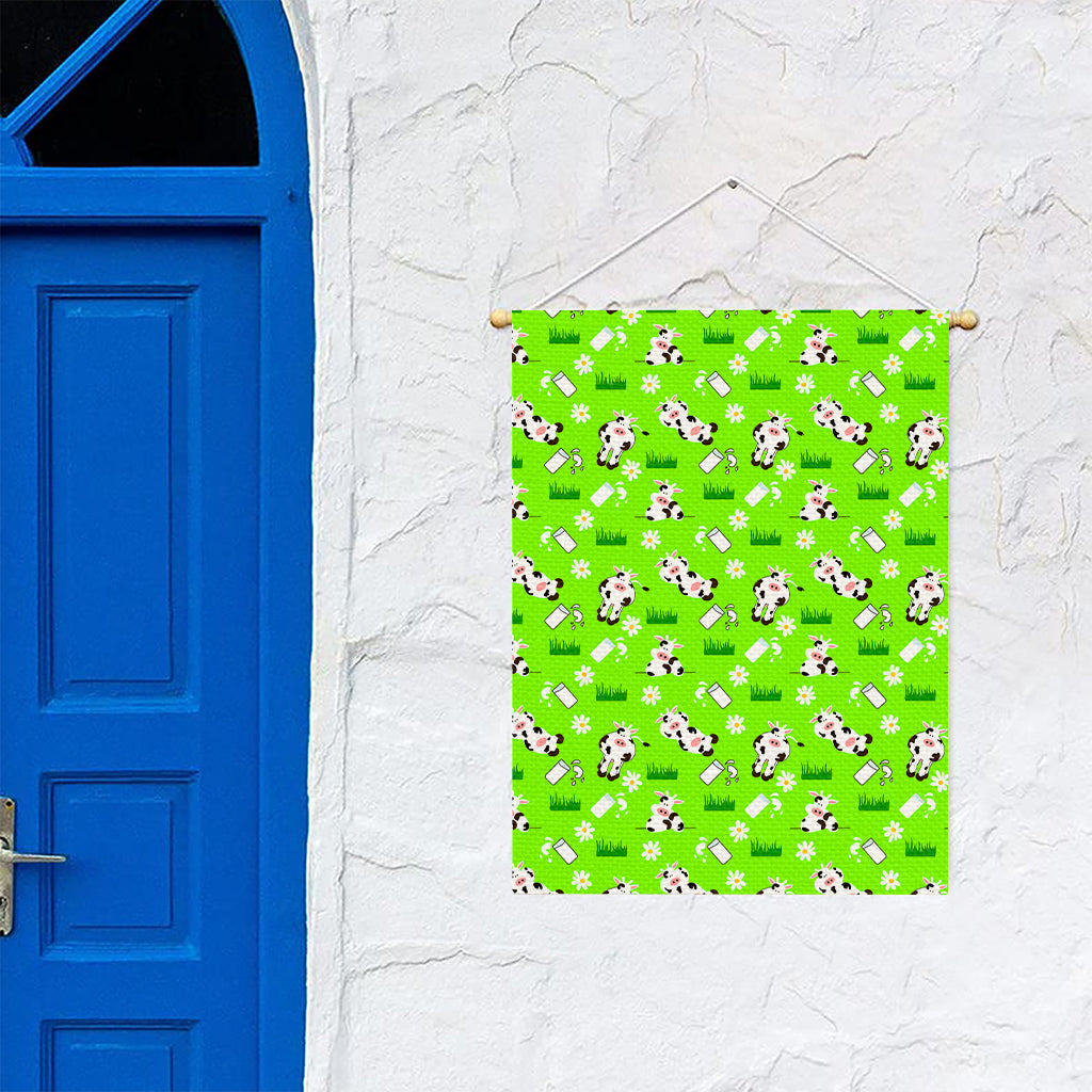Cartoon Daisy And Cow Pattern Print Garden Flag