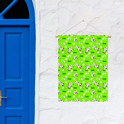 Cartoon Daisy And Cow Pattern Print Garden Flag